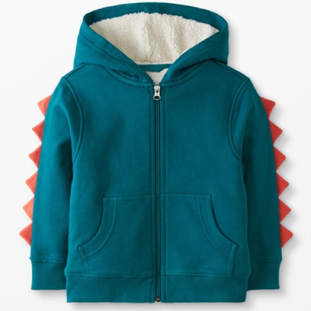 Hanna Andersson Teal Hoodie with Orange Spike Detail